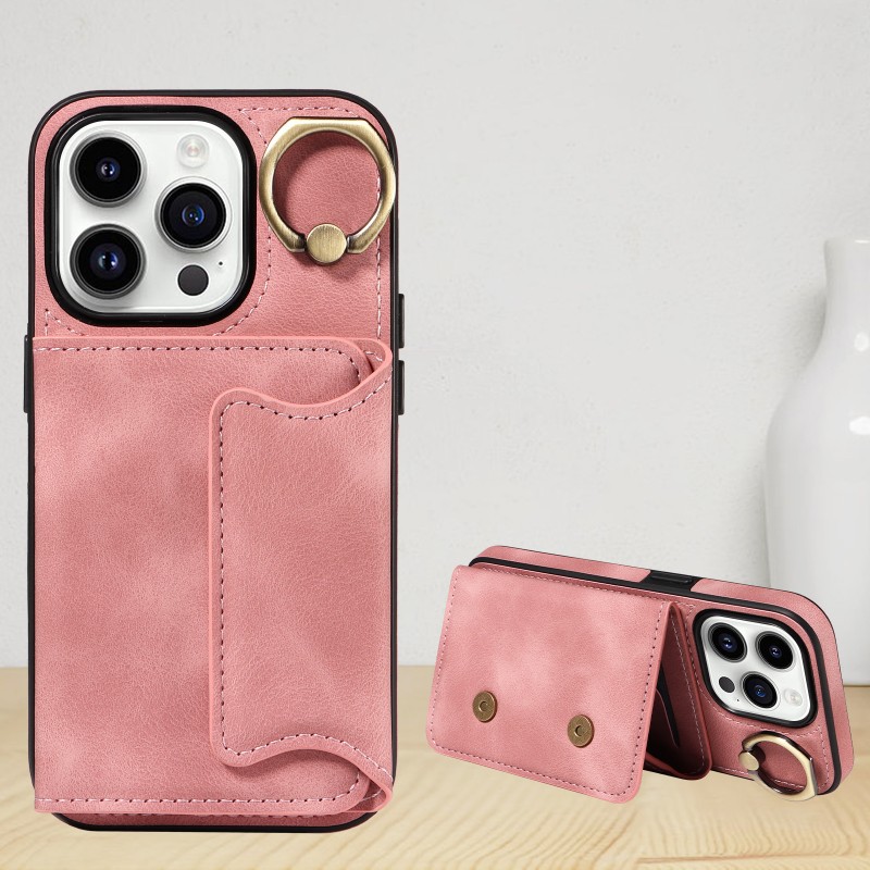 Skin-like Ring Buckle Bracket Card Holder Phone Case